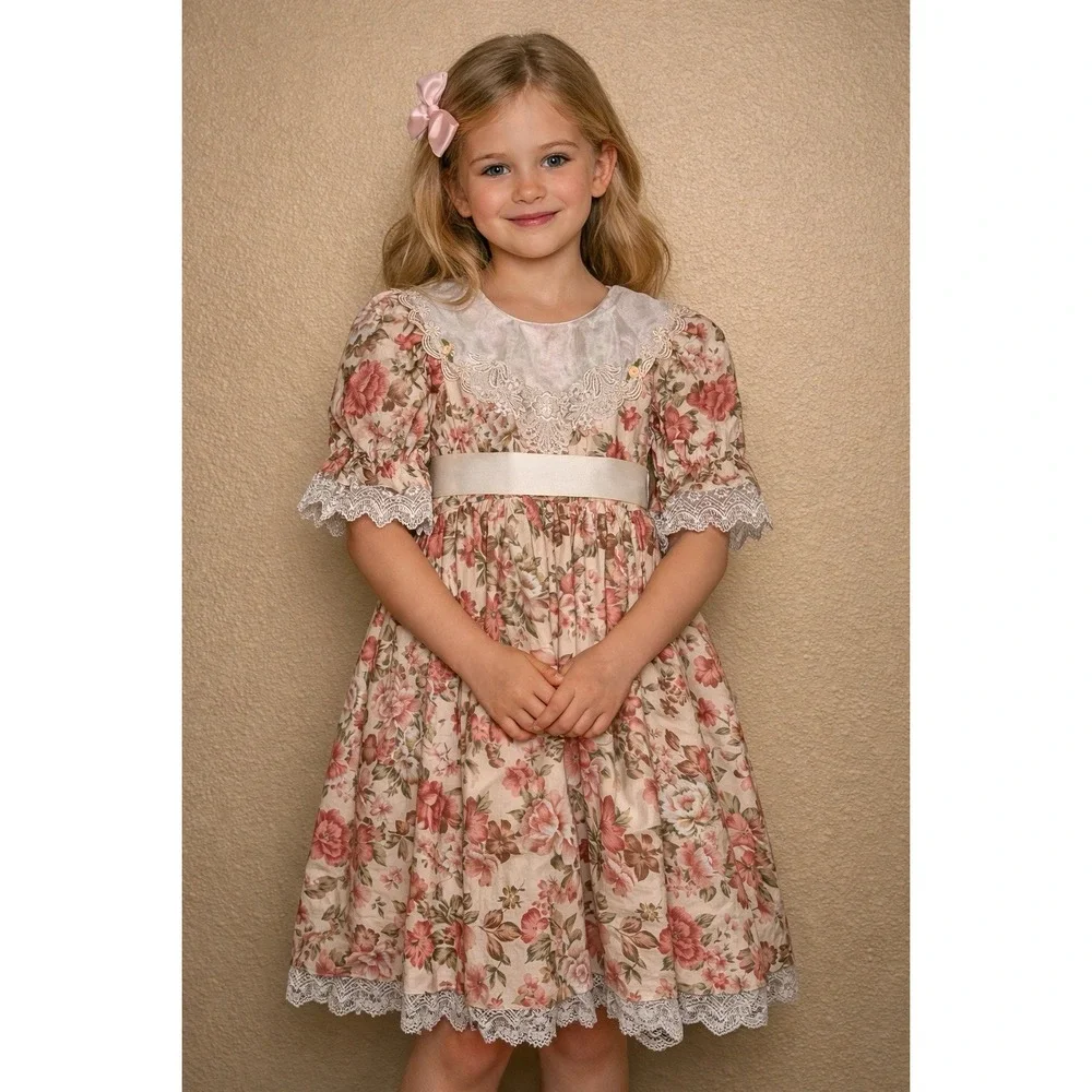 Poly Kids 80's Vintage Floral Cottage Core Size 8 Made In the USA